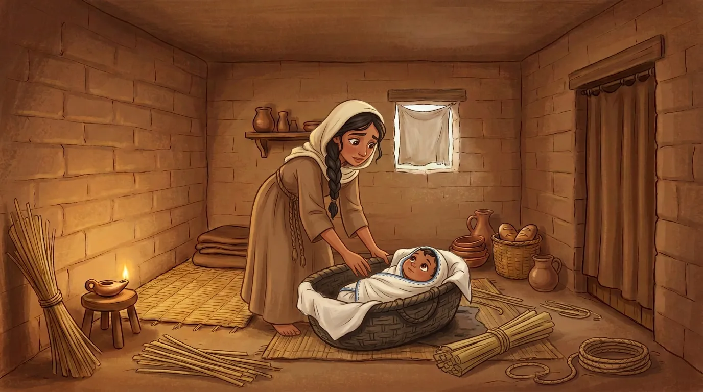 Baby Moses — Placing Baby in the Basket